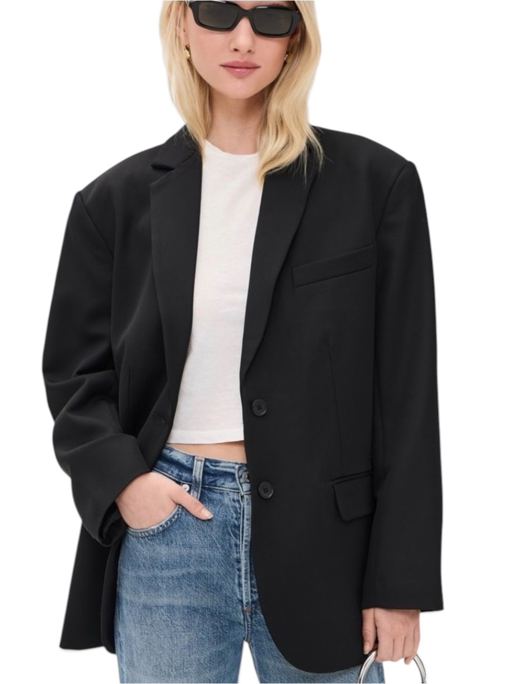 Anine Bing Quinn Oversized Wool Blazer Black Retail $550 Minimalist Chic Size XS - Picture 4 of 15